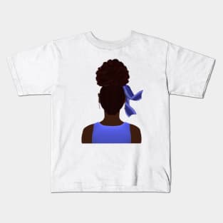 High Afro Puff Ponytail (White Background) Kids T-Shirt